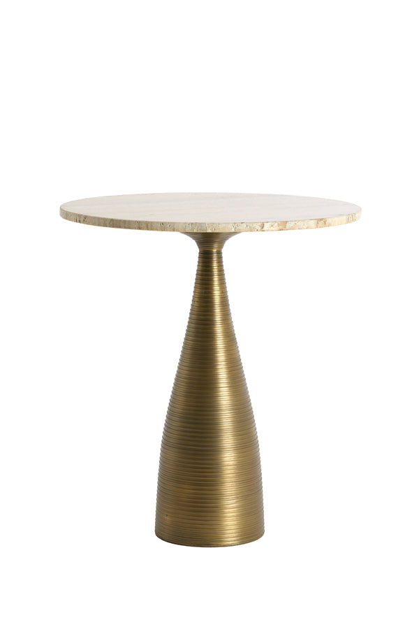 BAHIA travertin-bronz lerakóasztal Ø52x58