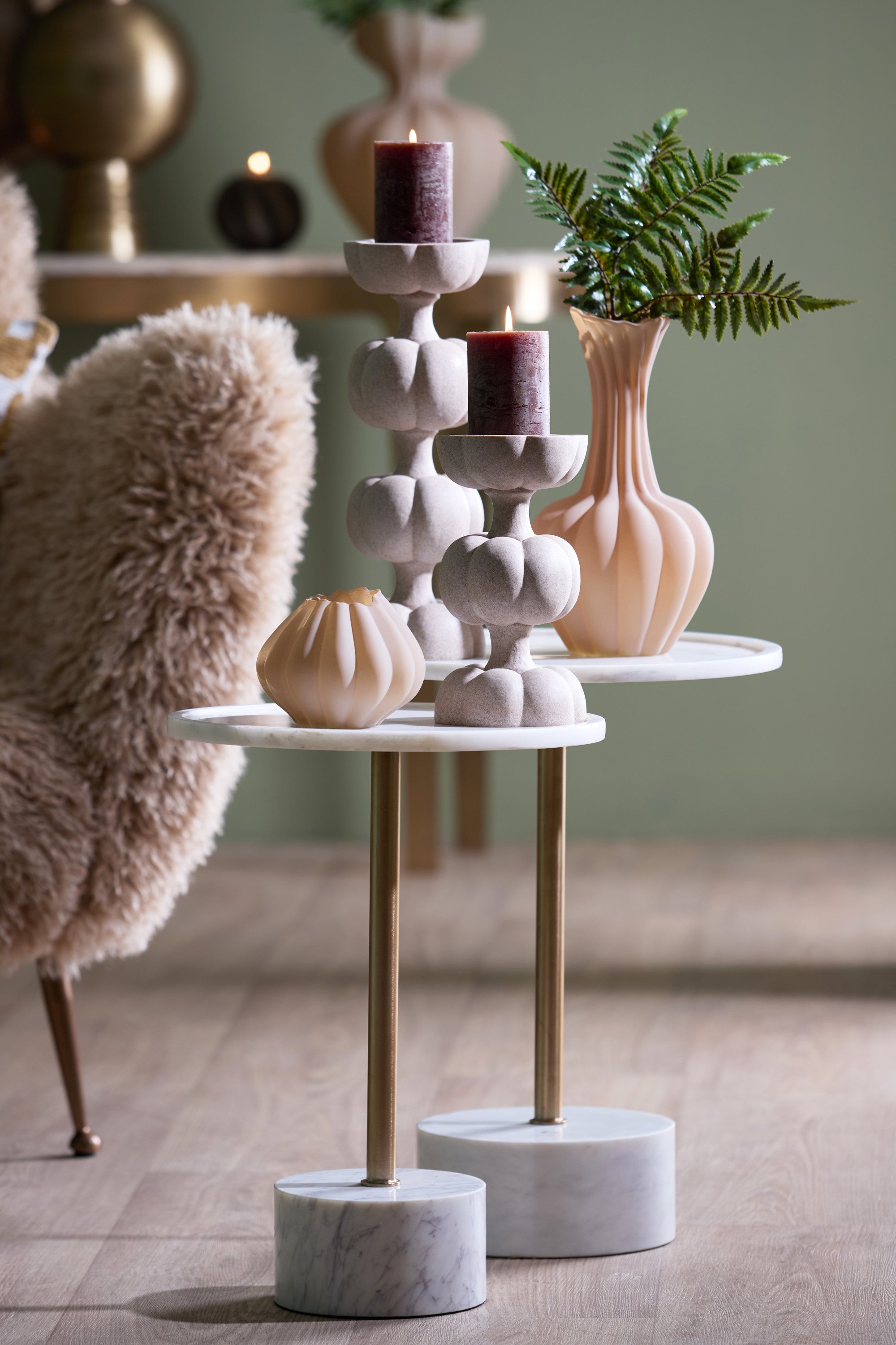 CIVITA márvány/travertin lerakóasztal Ø37x49