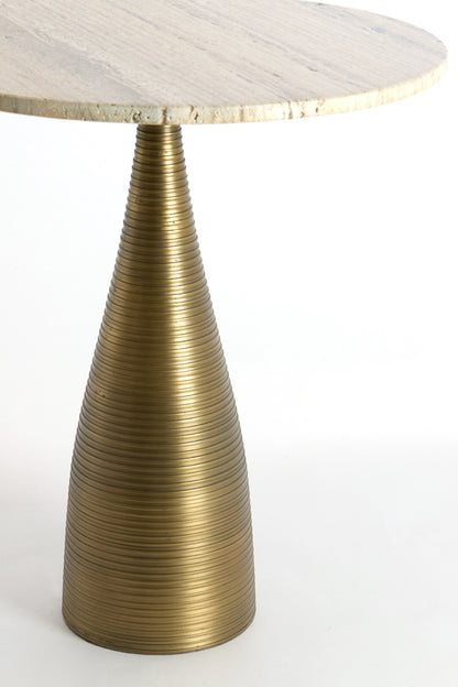 BAHIA travertin-bronz lerakóasztal Ø52x58