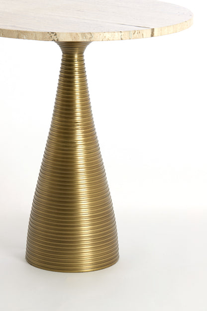 BAHIA travertin-bronz lerakóasztal Ø45x47