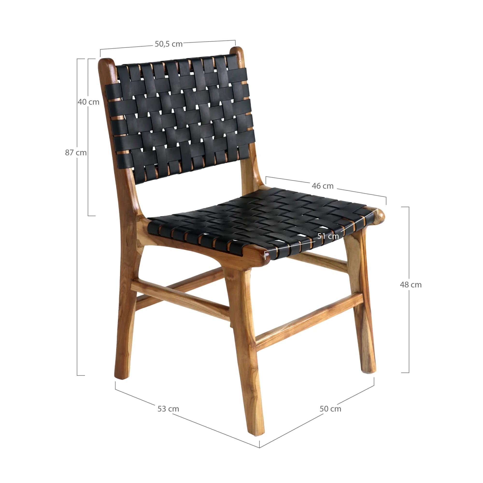 Perugia étkezőszék - Bőr étkezőszék, teakfa láb