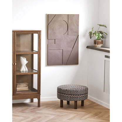 Falkirk fekete-barna mintás puff ø50x36