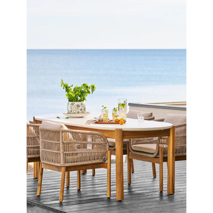 Terracina kültéri étkezőasztal 210×95 cm – akácfa és terrazzo