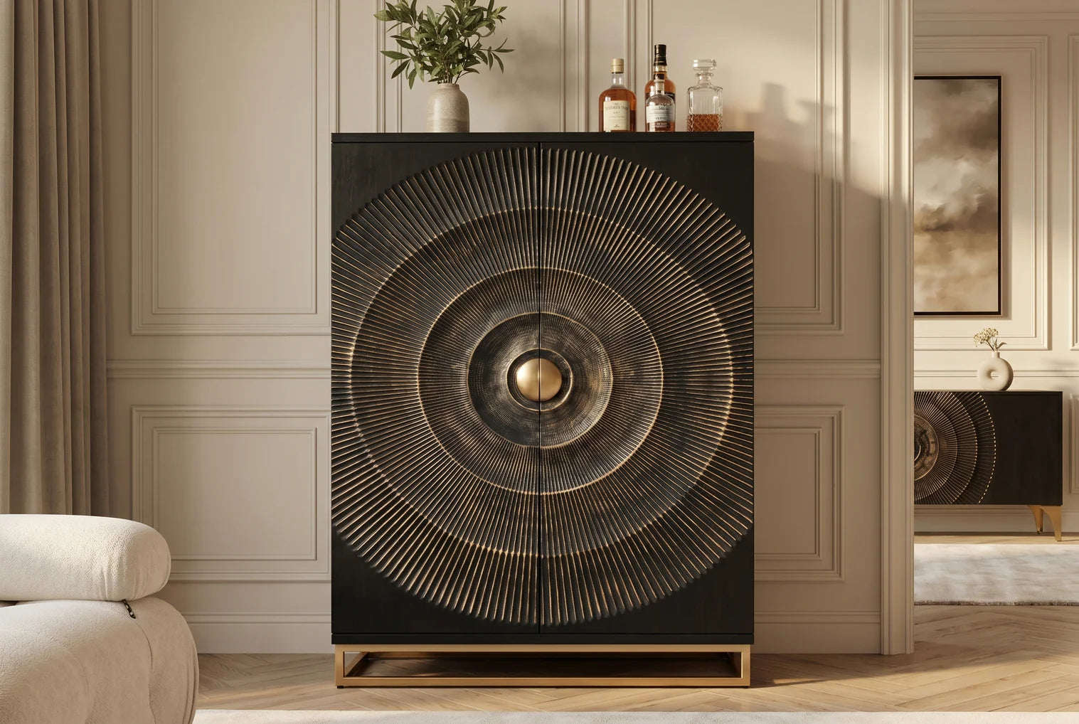 Sun mangófa bárszekrény 95x42x141